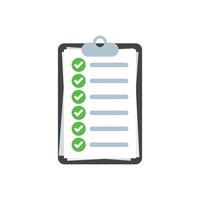 Clipboard with checklist icon in flat style. Planning and organization of work illustration on isolated background. Document sign business concept. vector