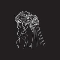 Continuous one line drawing of a wedding couple illustration. vector