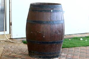 Large barrel for transporting liquids. photo