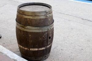 Large barrel for transporting liquids. photo
