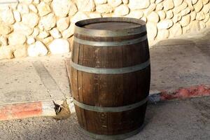Large barrel for transporting liquids. photo