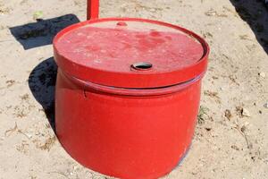 Large barrel for transporting liquids. photo