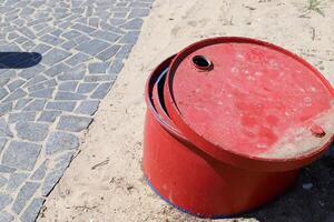 Large barrel for transporting liquids. photo
