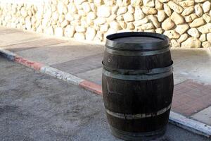 Large barrel for transporting liquids. photo