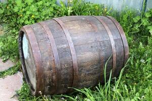Large barrel for transporting liquids. photo