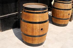 Large barrel for transporting liquids. photo