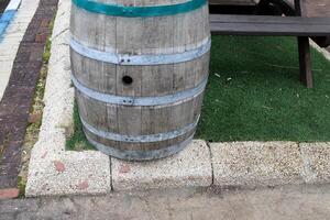 Large barrel for transporting liquids. photo