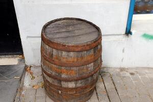 Large barrel for transporting liquids. photo