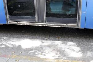 Body parts of a city bus close-up. photo
