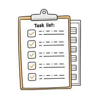 Checklist, plan, task list illustration in flat doodle cartoon style isolated on white background. vector
