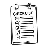 Doodle checklist set. To do, task list with check mark illustration. Hand drawn sketch style memo page. vector