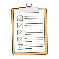 Doodle checklist set. To do, task list with check mark illustration. Hand drawn sketch style memo page. vector