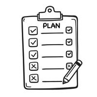 Checklist, plan, task list illustration in flat doodle cartoon style isolated on white background. vector