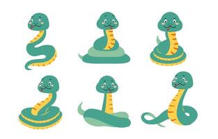 green snake element object for icon,sticker, decoration design vector