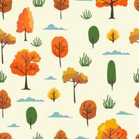 autumn seamless pattern with tree in the forest vector