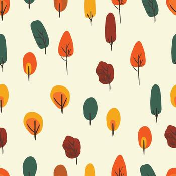 otoño sin costura modelo con árbol en el bosque vector