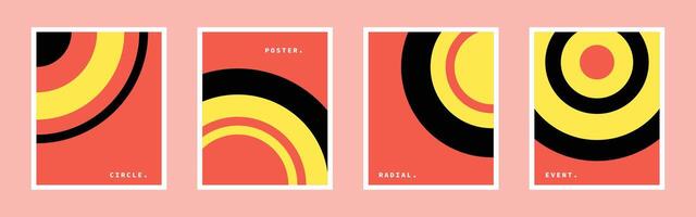 Circle shapes modern poster set. Abstract rounded banner templates. Vibrant radial graphic element. Suitable for social media template, invitation, card, cover, branding, or promotion. vector