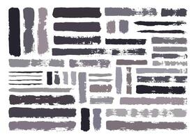 Abstract paint strokes element set. Brush strokes design bundle. Creative hand drawn layout. Freehand smear and smudge shapes pack. vector