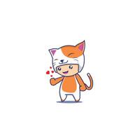 cute chibi character with cat custom design vector