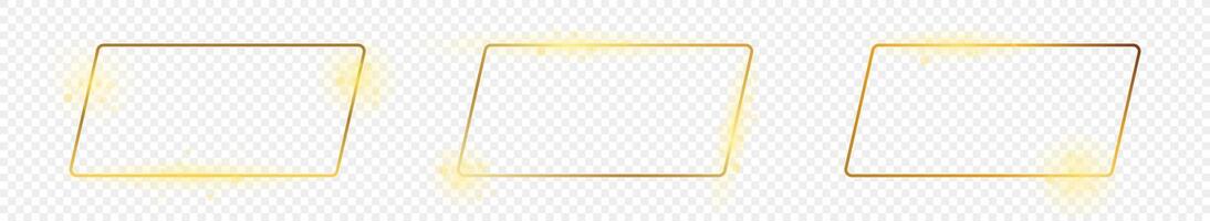 Gold glowing rounded rectangular shape frame vector