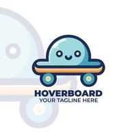 Cute Hoverboard with Little Monster Logo Design vector