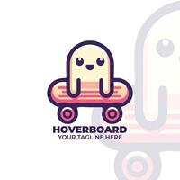 Cute Hoverboard with Little Monster Logo Design vector