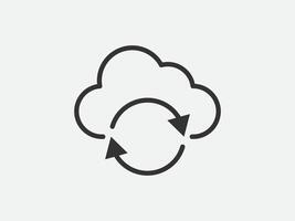 Technology icon cloud computing connection. Big data global server. Line design symbol. vector