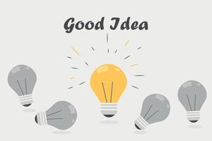 Creative idea concept in the form of light bulb icon. Business decisions and strategy. Creative mind or brainstorming. Time for marketing. vector