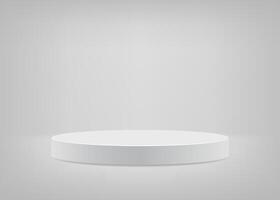 Empty stage white background round podium for presentation. illustration. vector