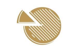 Round graphic fraction circle shape element. Geometric diagram division section icon. vector