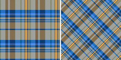 Textile seamless plaid of background texture with a pattern tartan fabric check. Set in night colors for stylish home decor. vector
