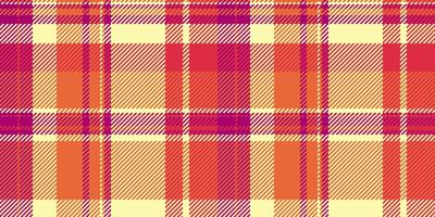 Checkered textile plaid, improvement tartan pattern background. Border check texture fabric seamless in orange and yellow colors. vector