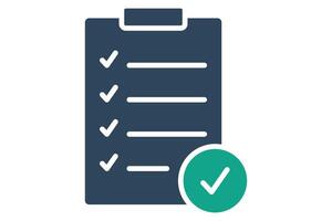 Meal plan icon. menu list with check marks. icon related to monitor nutrition. solid icon style. health elements illustration vector