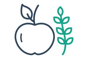 Nutrition icon. apple with wheat. icon related to track. line icon style. nutrition elements illustration vector