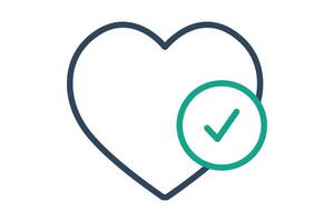 heart health icon. heart with check mark. icon related to monitor heart health. line icon style. health elements illustration vector