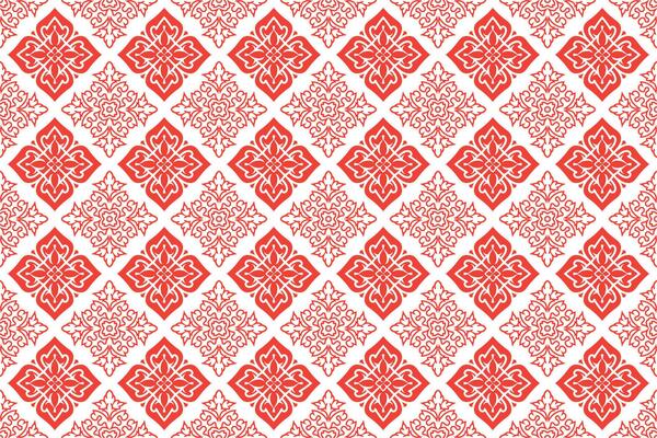 Abstract floral seamless Thai pattern, red and white modern shape for design, porcelain, chinaware, ceramic, tile, ceiling design, texture, wall, paper and fabric.