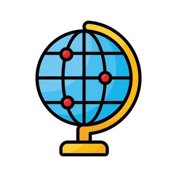 A spherical representation of Earth, showing continents, and countries, often used to symbolize global concepts or geography vector