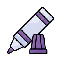 A marker is a writing tool with a felt tip used for drawing, writing, or highlighting on surfaces like paper, whiteboards vector