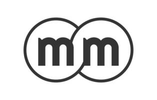 MM business company emblem with outline rounds and letters m m. Logo template of two merged circles for brand identity, logotype. Infinity symbol vector