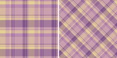 Plaid tartan seamless of background textile with a fabric check pattern texture. Set in vintage colors in rich and royal fashion choices. vector