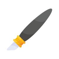 A tool with a sharp blade used for slicing or trimming materials like paper, cardboard, or fabric vector