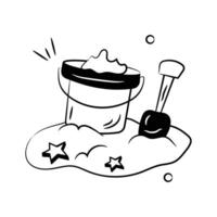 Sand bucket icon represents a small pail used for carrying and playing with sand at the beach or in a sandbox vector