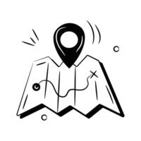 Tri Fold chart with location pointer, trendy icon of map location vector