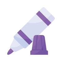 A marker is a writing tool with a felt tip used for drawing, writing, or highlighting on surfaces like paper, whiteboards vector