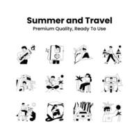Take a look at this creatively crafted summer and travel illustrations set vector