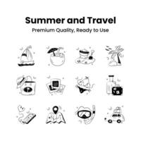 Take a look at this amazing icon of summer and travel icons set vector