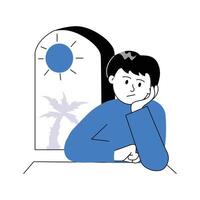 Feeling bored character illustration in modern style, ready to use and download vector