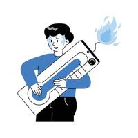 High temperature character illustration in modern style vector
