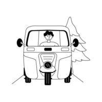 Auto rickshaw ride illustration in modern style vector