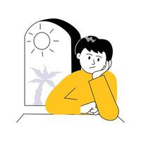 Feeling bored character illustration in modern style, ready to use and download vector